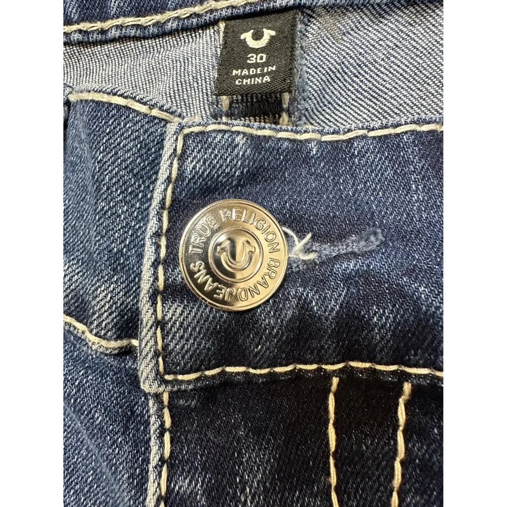 True Religion Rocco Big T Flap Pocket Jeans M Size 30 Contrast Stitch Horseshoe